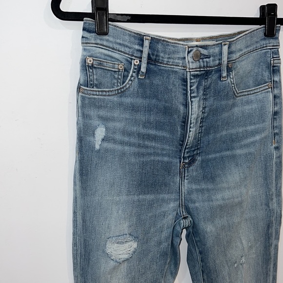 Denim Forum Blue Distressed Lola high rise skinny crop raw hem jeans size 29 - Picture 4 of 14